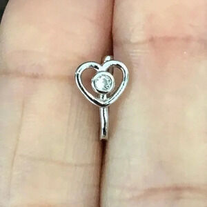 3 for $25/ Silver Heart Diamond Non-Perforated U-Shape Nose Septum Clip Stud